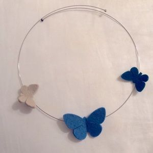 ‘00s silver choker with felt butterflies